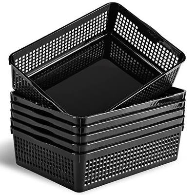 Eslite A4 Size Plastic Storage Basket,Desktop File Paper Letter Organizer Tray, 6-Packs (Black)