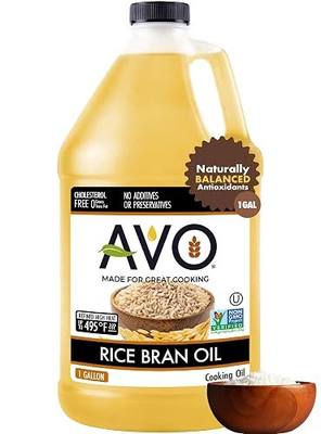 AVO Rice Bran Oil for Cooking or Frying, 1 Gallon, NON-GMO, No Preservatives, High Smoke Point 490°F Rice Oil