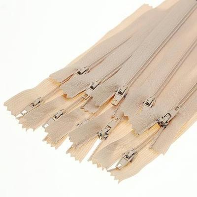 SHUNLI 20PCS 16 Inch #3 Nylon Coil Close End Zipper for Sewing (Beige) | Bulk Sewing Zippers for Sewing Crafts Bags Tailor, Zipper Replacement Repair