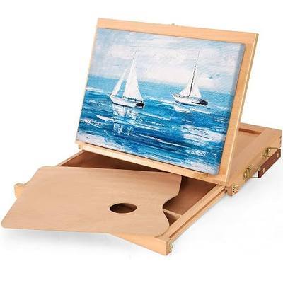 VISWIN Tabletop Easel with Storage Drawer & Palette, Adjustable Portable Beech Wood Sketch Box Table Top Easel for Painting, Desktop Travel Art Easel for Adults, Artists, Students