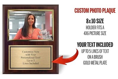 Personalized 8x10 Photo Plaque with 4x6 Horizontal Picture Holder - Add Your Picture for a Team Award for Coach or Employee Appreciation - Customize Now