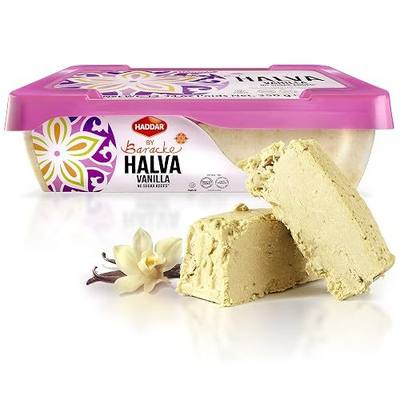 Haddar by Baracke Premium Quality Vanilla Halva 12.34oz | Sugar Free, Zero Grams of Sugar, A Fine Sesame Seed Paste Dessert (Tahini Halwa), Gluten Free, Vegan, Kosher