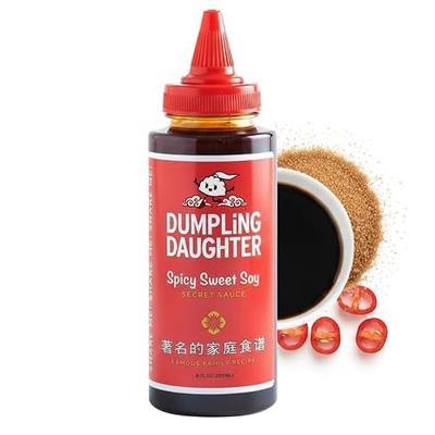 Dumpling Daughter Spicy Sweet Soy Sauce (8 Fl Oz) | Brown Sugar Sweetened Soy Sauce Balanced with Spicy Chili Oil, Great for Marinades, Dipping, Dumplings, Noodles, and Stir Fry