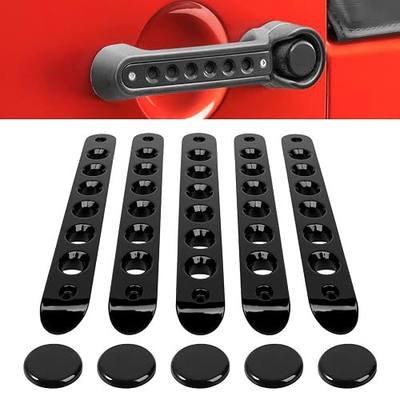 E-cowlboy Grab Handle Inserts Cover+Push Button Knobs Cover Trim for Jeep Wrangler JK JKU Sahara Rubicon Unlimited 2007-2018 Exterior Door Handle Decoration Accessories Aluminum (Black)