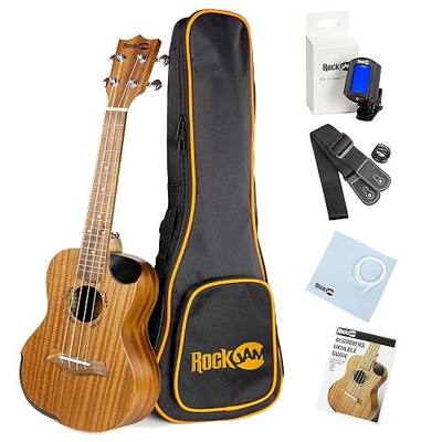 RockJam Premium Tenor Ukulele Kit with Tuner, Gig Bag, Strap, Picks & Spare Strings