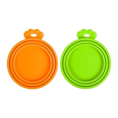 PetBonus 2 Pack Silicone Pet Can Cover Lids, Universal Size for Dog Cat Food, 1 fit 3 Standard Size Can Tops, BPA Free Dishwasher Safe (Orange, Green)