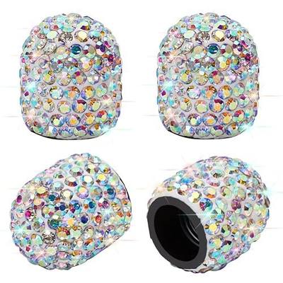 OTOSTAR 4 Pack Bling Valve Stem Caps, Universal Tire Valve Caps Crystal Car Decoration Accessories for Vehicle Bicycle (AB)