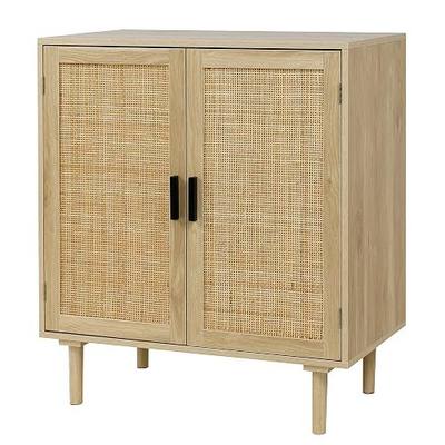 Finnhomy Sideboard Buffet Cabinet, Kitchen Storage Sideboard with Rattan Decorated Doors, Liquor Coffee Buffet, Dining Room, Hallway, Console Table, Accent Cabinet, 31.5X 15.8X 34.6 Inches, Natural