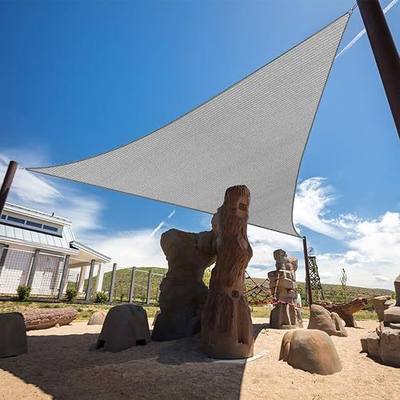 12' x 14' x 18' Grey Sun Shade Sail Triangle Canopy, 95% UV Blockage Awning Shelter Fabric Cloth Screen for Patio Outdoor Backyard - Heavy Duty Commercial Grade (Custom Size - Made in USA)