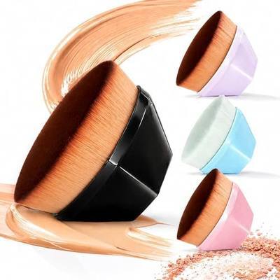 BEAHOT 4 Pack Foundation Makeup Brushes, Flat Top Kabuki Brush Set for Liquid, Cream & Powder, Dense Soft Face Brush for Flawless Blending, Travel Case Included