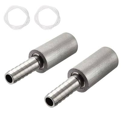 FERRODAY 2 Set 0.5 Micron Diffusion Stone, Stainless Steel Aeration Stone | Carbonating Stone with 1/4" Barb for Homebrew Wine Beer Soda, 0.5 Micron Air Stone Kit with 2*20 Inch Silicone Hose