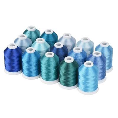 Simthread 15-Color Polyester Machine Embroidery Thread Set, Blue Series | 15 coordinated 1000M polyester spools for machine embroidery, quilting, patches, monograms and everyday sewing.