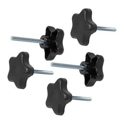 POWERTEC 5 Pack 1/4"-20 5 Star Knobs with 2" Threaded Stud, Thumb Screw Knobs with bolts for Lawn Mower, Umbrella Base, Woodworking Tools & Jigs, Clamps (QNB3010)