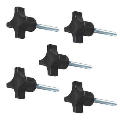 POWERTEC 5 Pack 1/4"-20 4 Point Knobs with 2" Threaded Stud, Thumb Screw Knobs with bolts for Lawn Mower, Umbrella Base, Woodworking Tools & Jigs, Clamps (QNB3011)
