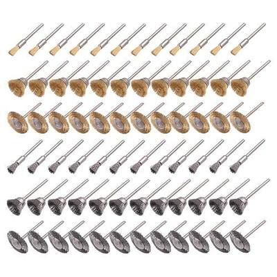 Rocaris 72 Pack Wire Wheel Brushes Set, Brass and Steel Wire Brush Set | 1/8" Shank for Rotary Tools Accessories Polish Clean Tools