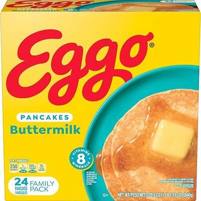 Eggo Frozen Pancakes, Frozen Breakfast, Breakfast Food, Family Pack, Buttermilk, 29.6oz Box (24 Pancakes)