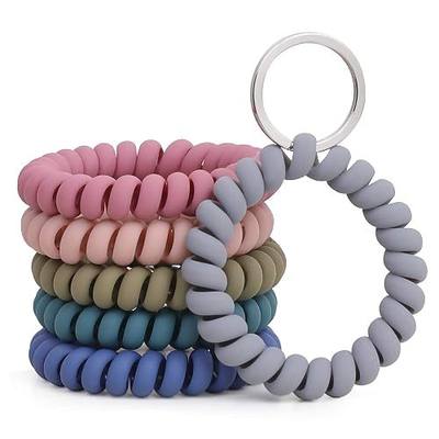 LGEGE 6PCS Stretchable Wristband Wristlet Keychain Wrist Key Chain Wristlet,Spring Flexible Spiral Wrist Coil Wrist Key Holder Key Ring for Sauna Gym Pool ID Badge and Outdoor Sports