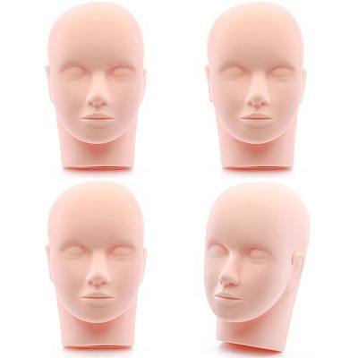 Foraineam 4-Pack Practice Training Heads Rubber Cosmetology Mannequin Doll Face Head Lash Mannequin Heads For Eyelashes Makeup Massage Practice