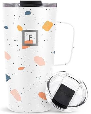 IRON °FLASK Grip Novelty Coffee Mug - Leak Proof, Vacuum Insulated Stainless Steel Bottle, Double Walled, Thermo Travel, Hot Cold, Water Metal Canteen - Terrazzo, 16 Oz - Classic Bottom