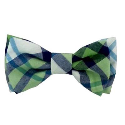 Huxley & Kent Pet Bow Tie for Dogs & Cats - Adjustable Hook & Loop Collar Accessory - Cute & Comfortable for Holidays & Celebrations - Lime Madras, Small