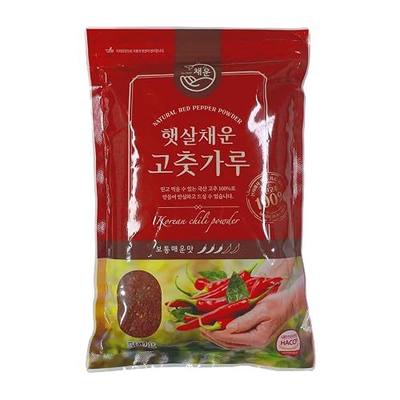 Chaeun Korean Premium Red Chili Pepper Flakes Seasoning Powder Gochugaru 1.1Lb 500g, Origin Korea - Coarse Fine Type 한국산 태양초 고춧가루 (Midium Spicy - Coarse), 1.1 Pound (Pack of 1)
