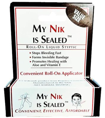 COSMETICALLY SEALED My Nik Is Sealed Roll-On Liquid Styptic | 12ml Value Size | First Aid in a Tube | Made in USA