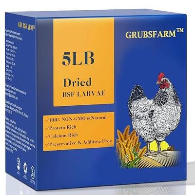 Premium Dried Black Soldier Fly Larvae for Chickens 5LBS - Superior to Mealworms - 85X More Calcium Than Meal Worms - Molting & Laying Hens Supplement - Non-GMO BSF Larvae Treats for Ducks