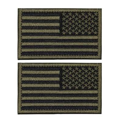 2 Pieces Tactical USA Flag Patch American Flag US United States of America Regular and Reverse Military Uniform Emblem Patches (Army Green-2 Packs Reverse)