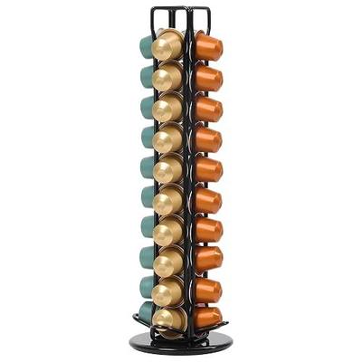 Rotating Coffee Pod Holder for Nespresso Original, Holds 40 Pods, Black | Smooth 360° Rotating Carousel for Easy Access, Space Saving, Sturdy Steel Construction, No Assembly Required