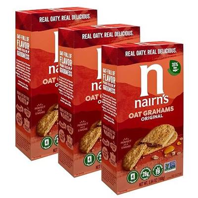 Nairn's Gluten-Free Original Oat Grahams, 5.64 oz - Healthy & Tasty Snacks. Safe for Celiacs. Perfect On-the Go Snack. High Fiber, No Artificial Colors, Flavors, or Preservatives (Pack of 3)