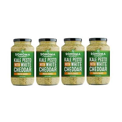Sonoma Gourmet Rich & Creamy Kale Pesto with White Cheddar Pasta Sauce | Gluten-Free | Made With Garden Fresh Kale & Sharp White Cheddar (25 Ounce Jar (Pack of 4))
