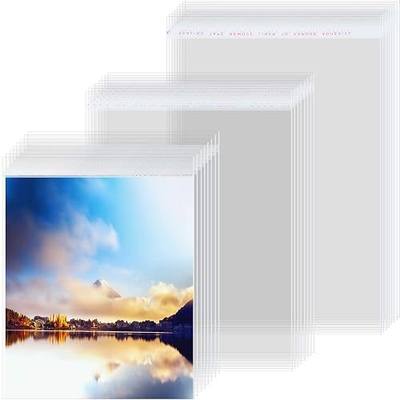 Zonon 60 Pieces Clear Cellophane Bags Self Sealing Clear Sleeves Transparent Sealing Bag for Art Print Photo Framing Mats and Craft Wrapping, 5 x 7 Inch, 8 x 10 Inch, 11 x 14 Inch