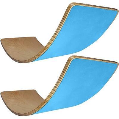 Adventure Awaits! Balance Wobble Board 2-Pack Natural Hardwood with Optional Felt Layer Included for Adventurous Kids or Yoga (Blue)