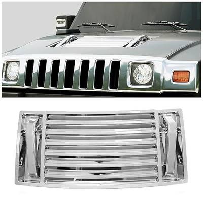 ECOTRIC Chrome Hood Deck Vent Panel Compatible with 2003-2009 Hummer H2 w/Hood Handle Cover Trim