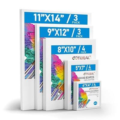 GOTIDEAL Canvas for Painting -18 Pack, Multi Pack 4x4, 5x7, 8x10, 9x12,11x14 Canvas Boards for Painting, Primed White Blank Artist Canvas Variety Pack for Acrylic, Oil Paint, Watercolor, Gouache