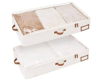 StorageWorks Large Under Bed Storage Containers with Handles and Label Holder, 2 Pack Ultra-thick Fabric Underbed Bins, Closet Organizer for Clothes, Blankets, Sweater