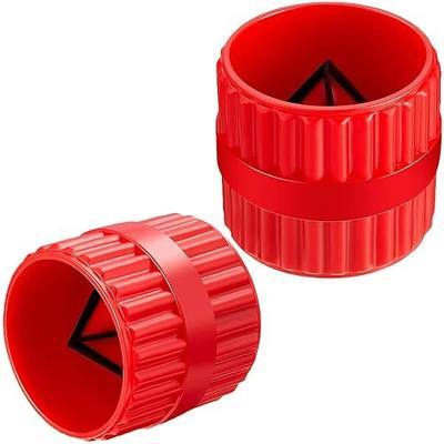 Pipe & Tube Deburring Reamer, Inner-Outer Chamfer Tool, Red | 2-Pack, for PVC/PPR/Copper/Brass/Aluminum, 3/16" to 1-1/4", Tubing Chamfer, Durable, Easy Deburring