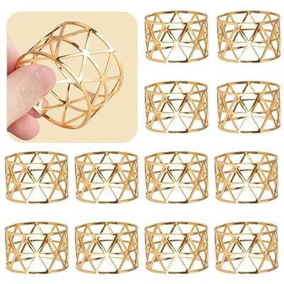 12PCS – Gold Napkin Rings Set of 12, Holiday Napkin Holders for Dining, Anniversary, Birthday, Romantic Candlelight Dinner, Holiday, Party of Table Setting, Wedding Table Decoration