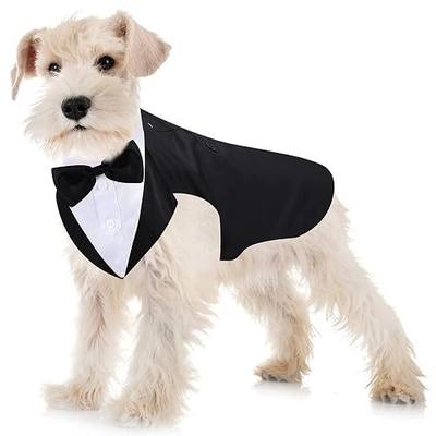 Weewooday Dog Tuxedo and Bandana Set Dogs Formal Tuxedo Pet Wedding Party Suit Wedding Bow Tie Shirt for Birthday Costumes(Cute Style,Medium)