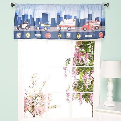 EVERYDAY KIDS First Responder Hero Themed 60x15” Window Valance for Toddler, Baby and Young Boys Bedrooms Window Décor Treatment with Firetruck, Tow Truck, Police Car and Ambulance