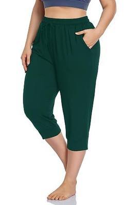 ZERDOCEAN Women's Plus Size Active Yoga Lounge Indoor Capri Casual Comfy Relaxed Joggers Pants with Pockets Drawstring