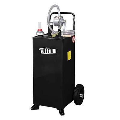 TUFFIOM 30 Gallon Fuel Gas Caddy w/Wheels & Manual Siphon Pump,Portable Diesel Fuel Transfer Storage Tank w/8.9ft Hose,Gasoline Can Container for ATV Car Mowers Tractor Boat