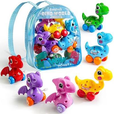 Beestech Wind Up Dinosaur Toys for 3,4,5,6 Years Old Girls Toddlers Boys | Dinosaur Birthday Party Supplies Favors, with Backpack