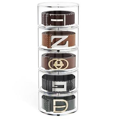 FEMELI Acrylic Belt Storage Organizers For Closet 5-Layer Clear Belt Holder | Clear Acrylic Belts Boxs Organizers for Women Men Closet& Drawer,Watches Jewelry and Tie organizers and storage