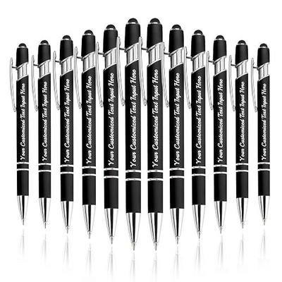 Personalized Ballpoint Pen 12pcs, Custom Pens Free Engraved Bulk with Name Logo, Soft Black Ink Stylus with Touch Metal Office, Gift for Anniversaries, Graduations, Birthdays