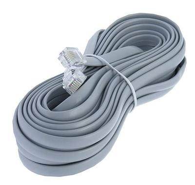 25ft Heavy Duty RJ12 Silver Satin 6 Conductor 6P/6C Straight Wired Telephone Line Cord By Corpco