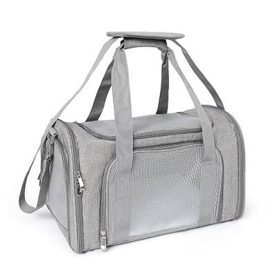 Mile High Life | Outdoor Travel Pet Carrier | Kitty Puppy Cat Carriers | Collapsible Dog Carrier for Small Medium Dogs | Cat Crates w Breathable Mesh with Soft-Sided (Grey, Medium)