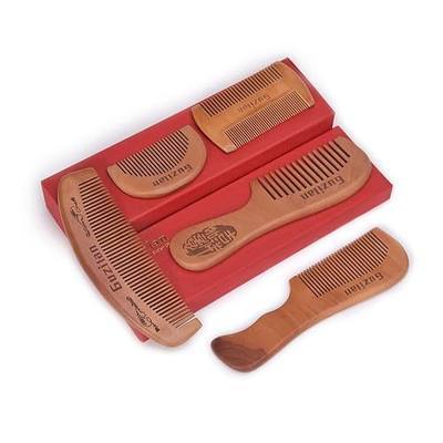5-Pieces Natural Wooden Comb for Women, Men Beard Comb Kit, Hair Comb for Fine Hair, Anti-Static & Detangling Hair Comb Set for Thick, Curly, Wet and Dry Hair
