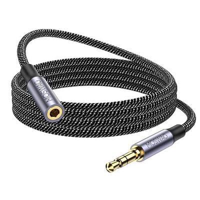 MOSWAG 3.28FT/1Meter 3.5mm Extension Cable Audio Male to Female Stereo Extension Adapter Nylon Braided Cord Compatible for Home/Car Stereos Smartphones Headphones Tablets Media Players and More