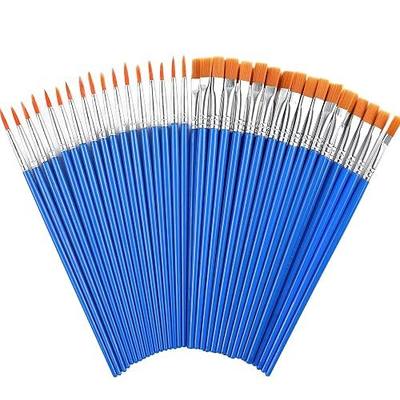 DECYOOL 60 Pcs Paint Brushes, Round Flat Small Brush Bulk for Painting | Shed-Free Nylon Bristles, Art Crafts School Projects, Flat Detail Painting, Crafts Face Painting